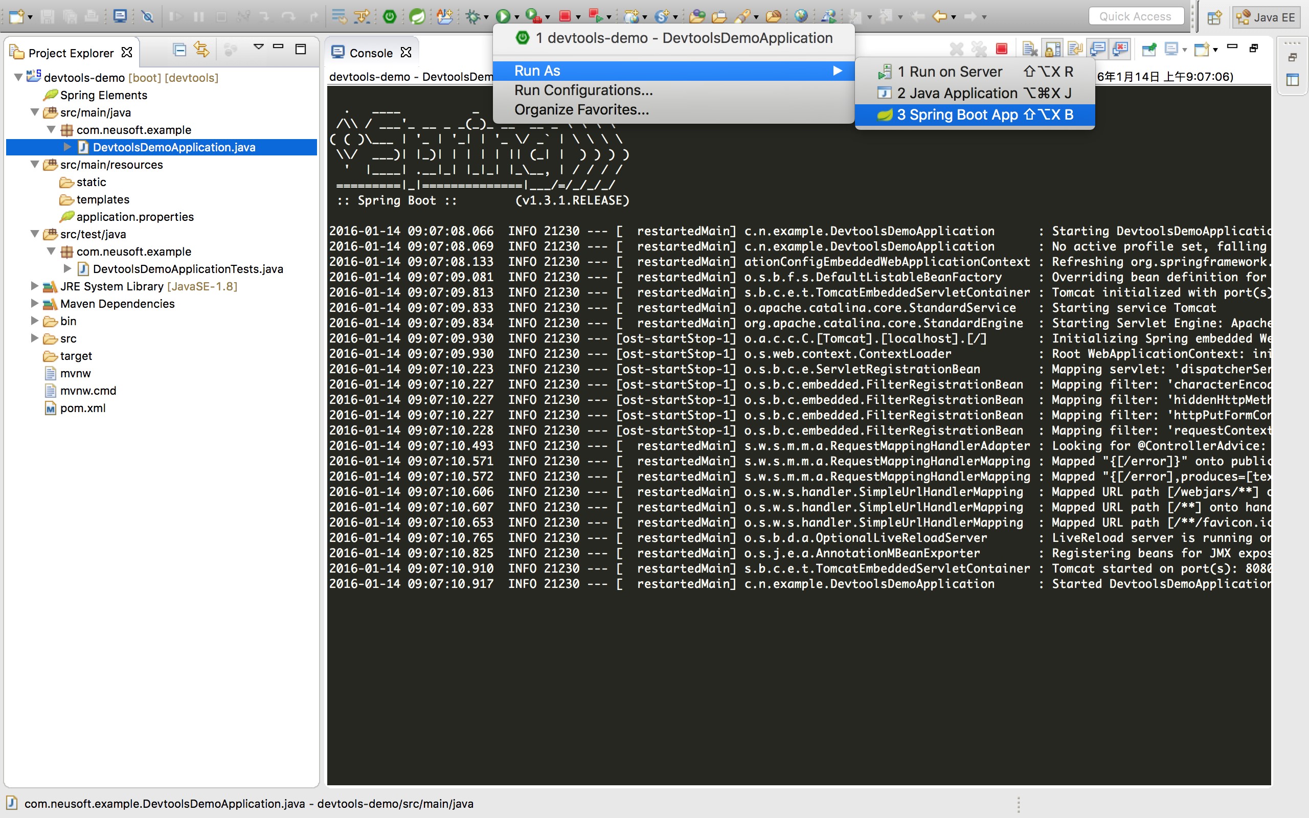 运行 Spring Boot Application